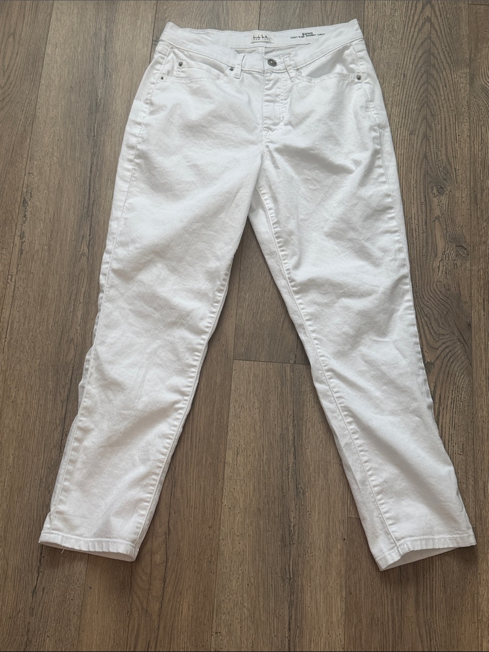Nicole Miller SoHo High Rise Skinny White Cropped Ankle Pants